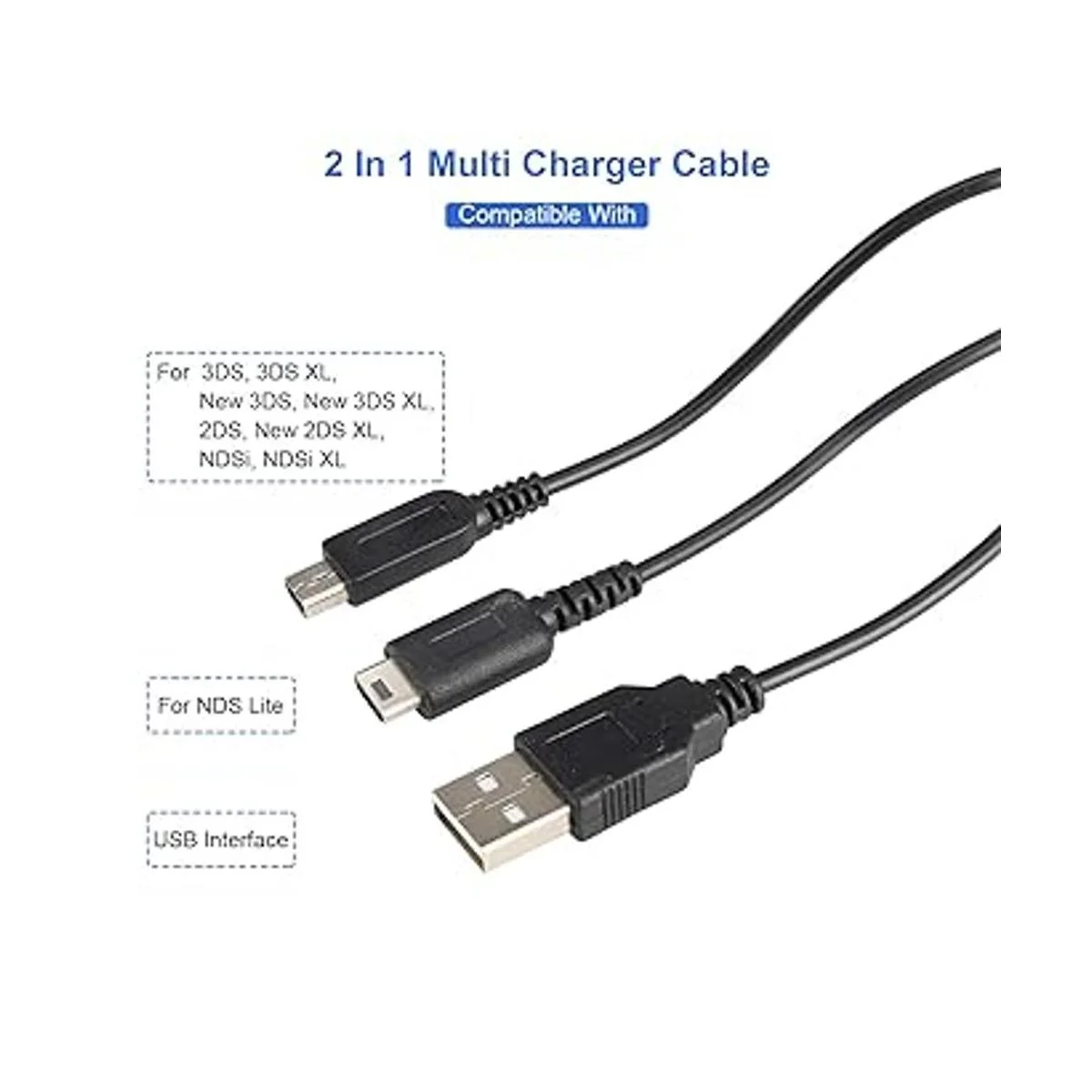 Cable cargador USB 2 en 1 para Nintendo DS Lite nuevo_2