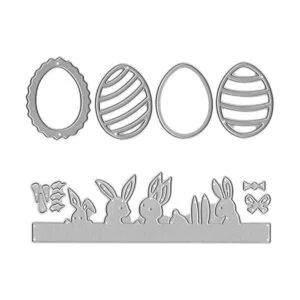 Troqueles de corte de metal 4 huevos caza conejito borde_6