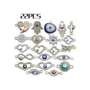 Encantos con conector de mal ojo 22 abalorios esmaltados_3