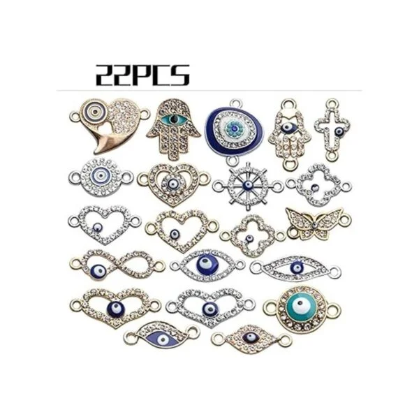 Encantos con conector de mal ojo 22 abalorios esmaltados_3