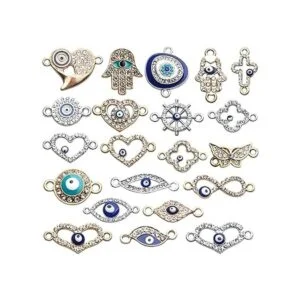 Encantos con conector de mal ojo 22 abalorios esmaltados_2