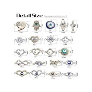 Encantos con conector de mal ojo 22 abalorios esmaltados_4