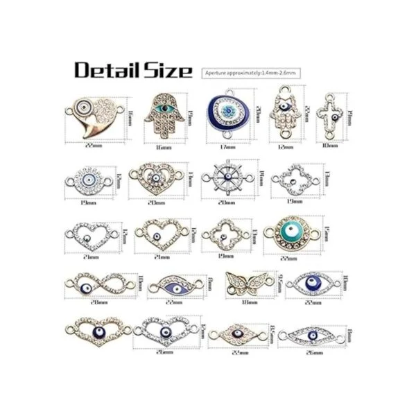 Encantos con conector de mal ojo 22 abalorios esmaltados_4
