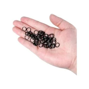 Hotop 50 llaveros negros redondos de metal anillos_4
