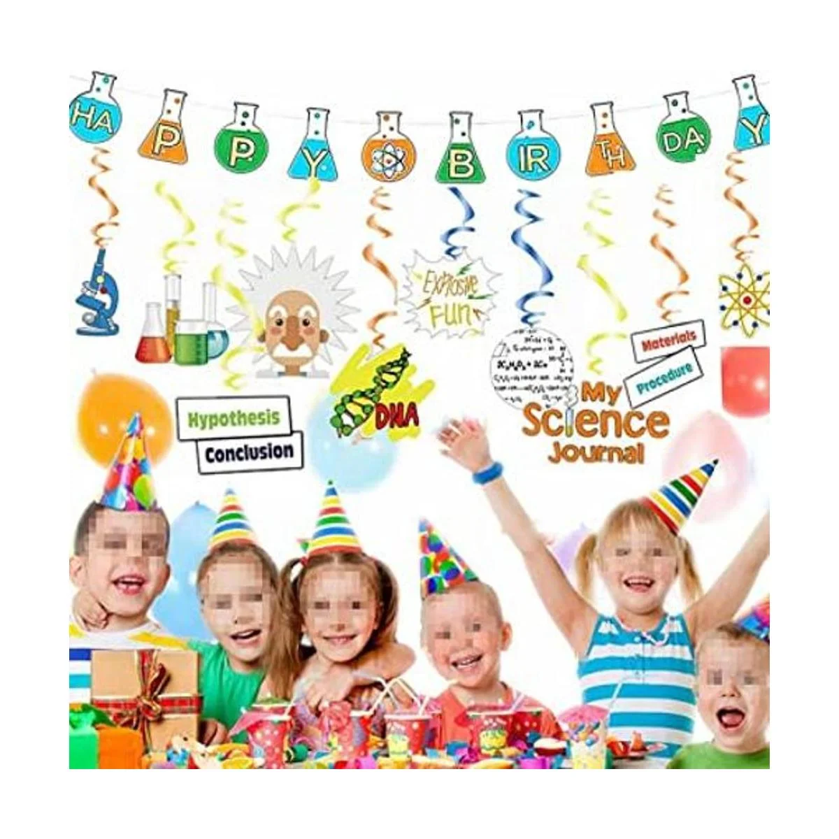 Kit de decoración de cumpleaños con temática científica y_1