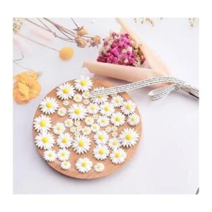 Sowaka 50 adornos de resina de margarita con parte_5