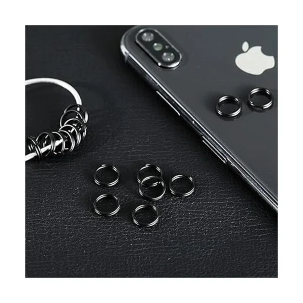 Hotop 50 llaveros negros redondos de metal anillos_6