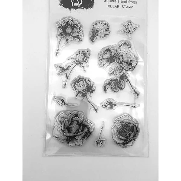 Sello de goma diseño de hojas de rosas y flores sello_3