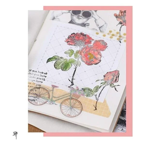 Sello de goma diseño de hojas de rosas y flores sello_2