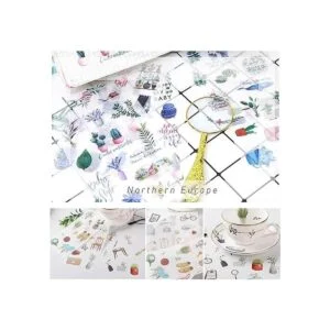 Juego de 48 hojas de 860 calcomanías de acuarela verde_6