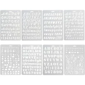 Paquete de 8 plantillas de pintura de plástico letras del_1