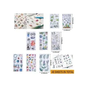 Juego de 48 hojas de 860 calcomanías de acuarela verde_2