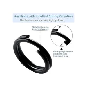 Hotop 50 anillos divididos negros de 0.394 in de metal_4