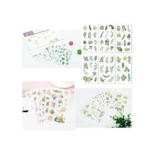 Juego de 48 hojas de 860 calcomanías de acuarela verde_4