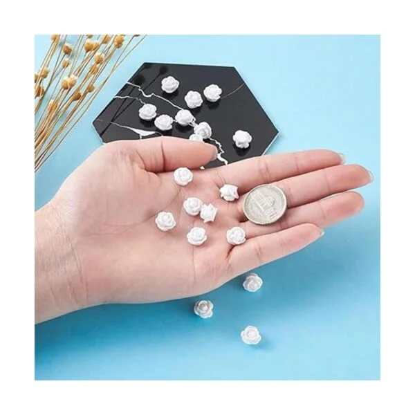 Beadthoven 20 cuentas de resina opacas color blanco_4