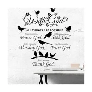 2 calcomanías de pared con frase en inglés God Things are_7