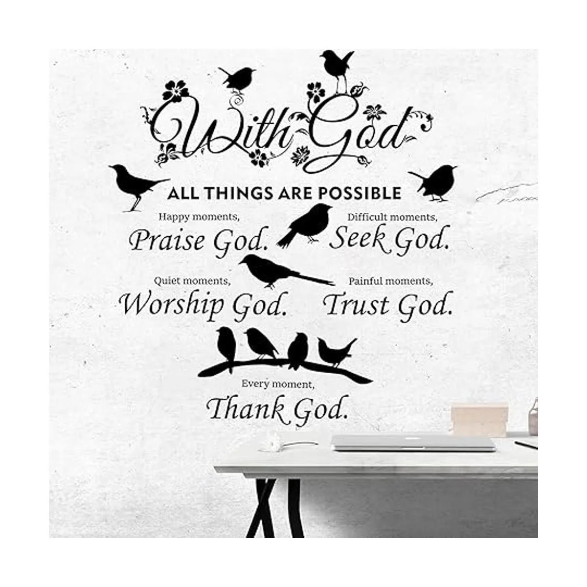 2 calcomanías de pared con frase en inglés God Things are_7