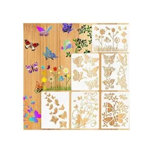 6 plantillas de pintura de mariposas plantillas de flores_1