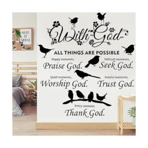 2 calcomanías de pared con frase en inglés God Things are_5