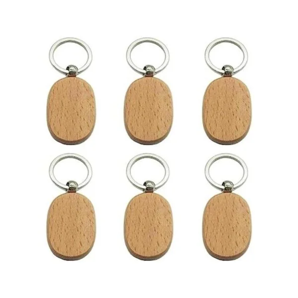 BTYONON 12 llaveros de madera en blanco personalizados EDC_1