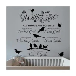 2 calcomanías de pared con frase en inglés God Things are_6