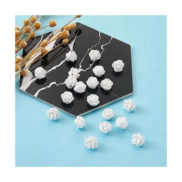 Beadthoven 20 cuentas de resina opacas color blanco_5