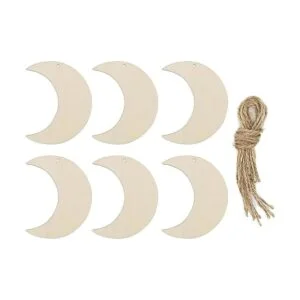 Adornos colgantes de madera en forma de luna con agujero_1