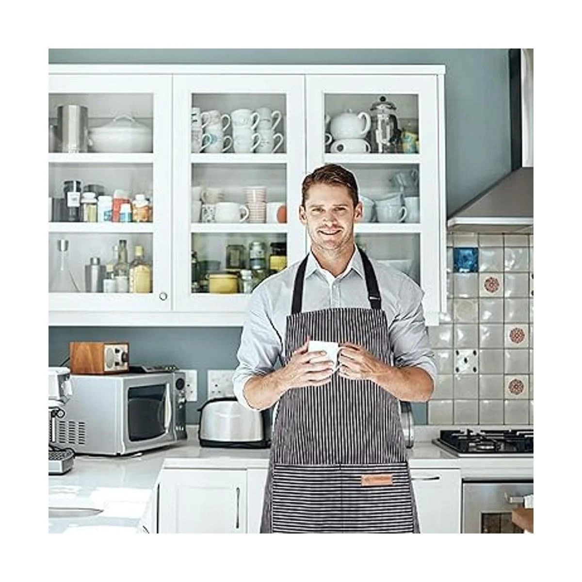 Paquete de 2 delantales delantales de cocina de algodón_6