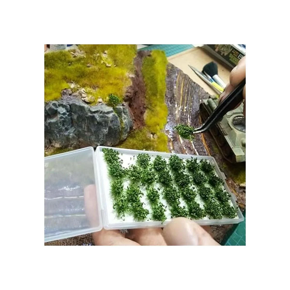 Juego de 28 piezas de arbustos verdes arbustos de tierras_5