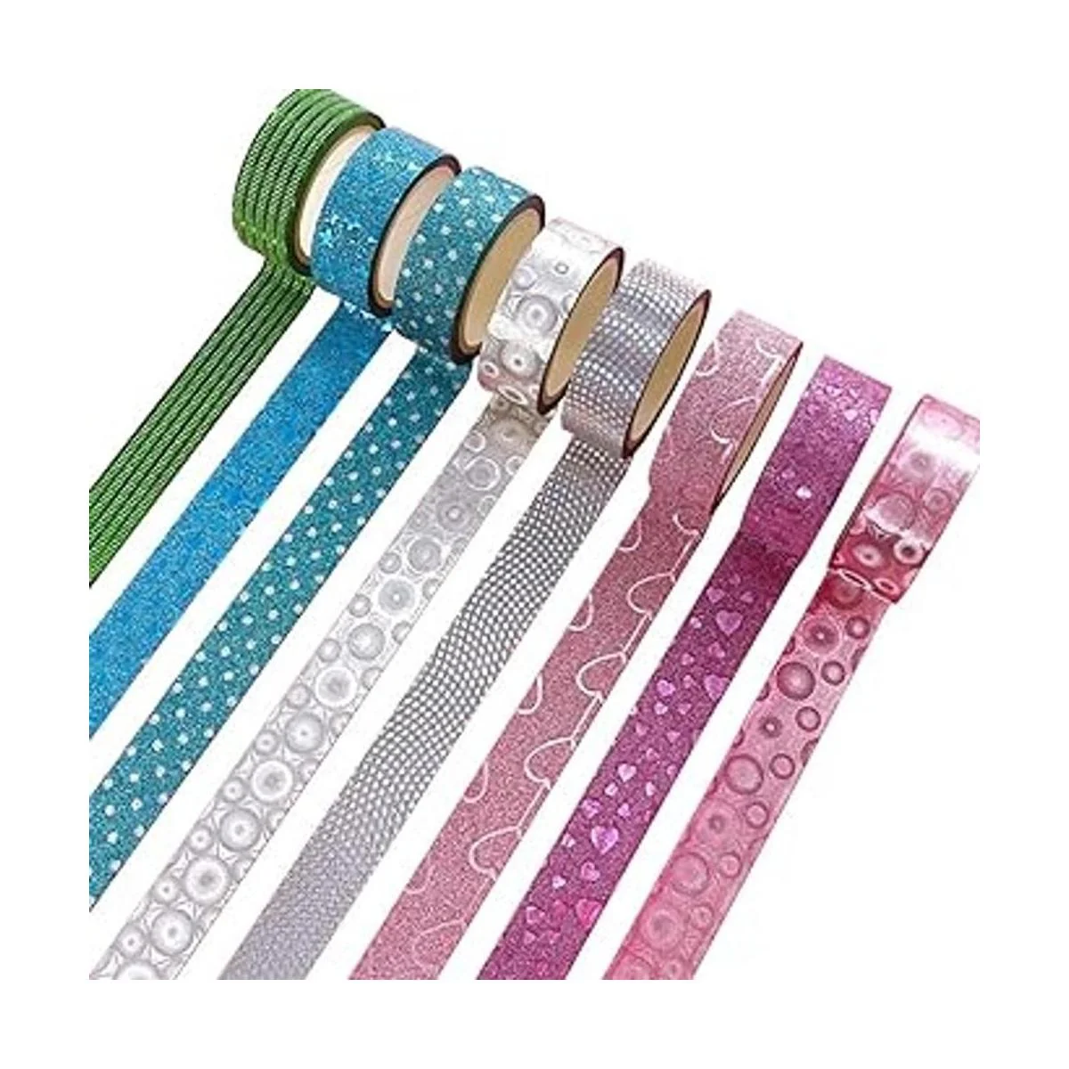 Juego de 8 rollos de cinta Washi con purpurina cintas_2