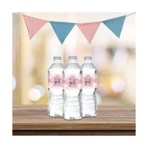 Pink Its A Girl Pegatinas para botella de agua diseño_4