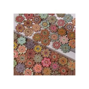 AKOAK 100 botones de madera simples estilo retro botones_3