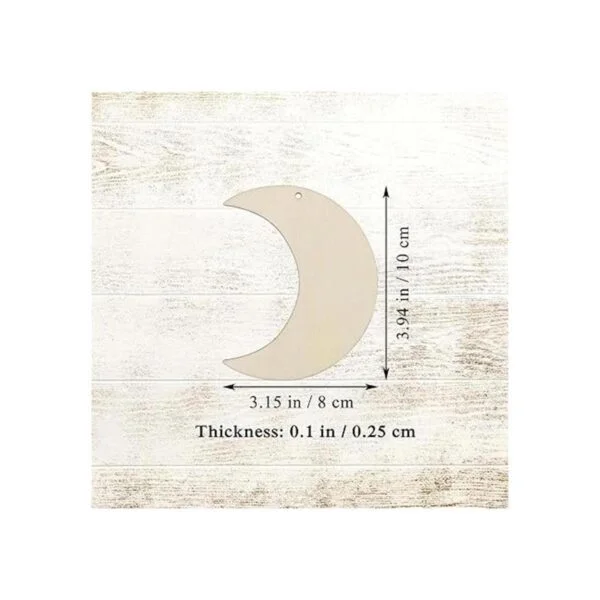 Adornos colgantes de madera en forma de luna con agujero_2