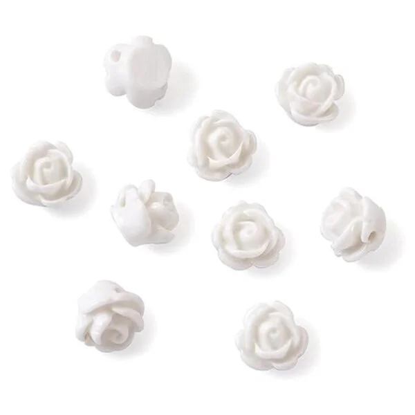 Beadthoven 20 cuentas de resina opacas color blanco_1