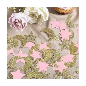 Confeti de papel de estrella y luna para bebé cumpleaños_3