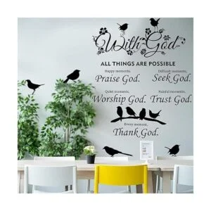 2 calcomanías de pared con frase en inglés God Things are_2