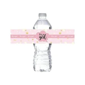 Pink Its A Girl Pegatinas para botella de agua diseño_1