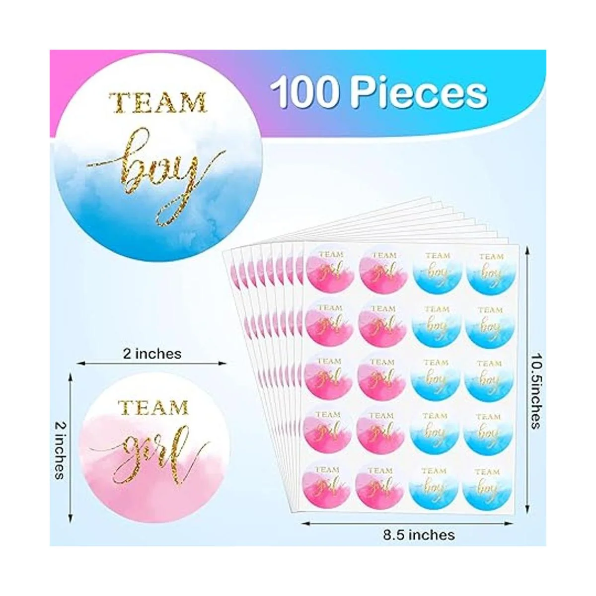 Lincia 100 pegatinas de acuarela dorada de revelación de_2