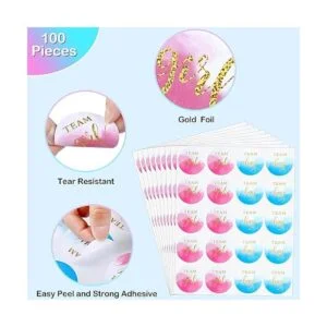 Lincia 100 pegatinas de acuarela dorada de revelación de_3