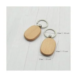 BTYONON 12 llaveros de madera en blanco personalizados EDC_2