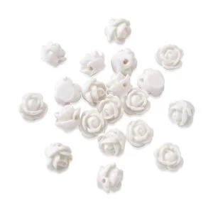 Beadthoven 20 cuentas de resina opacas color blanco_2