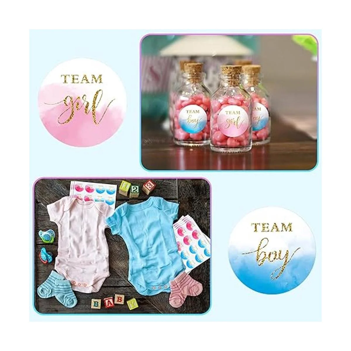 Lincia 100 pegatinas de acuarela dorada de revelación de_5