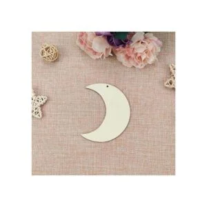 Adornos colgantes de madera en forma de luna con agujero_3