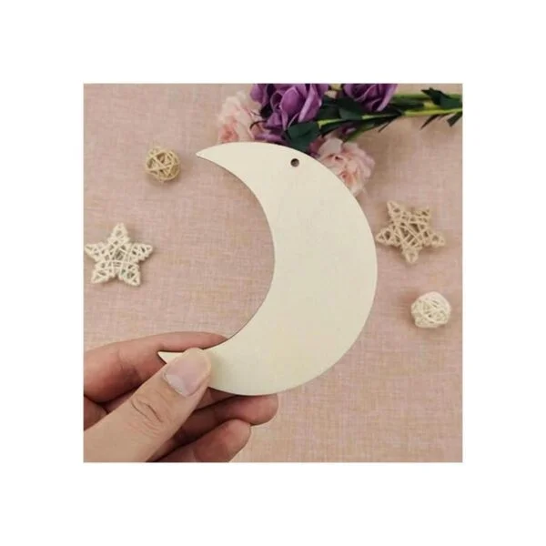 Adornos colgantes de madera en forma de luna con agujero_4