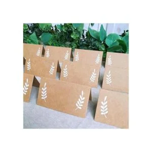 Supla 100 tarjetas de lugar con hojas de laurel blanco_3