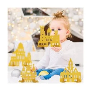 8 piezas de centro de mesa castillo dorado con purpurina_6