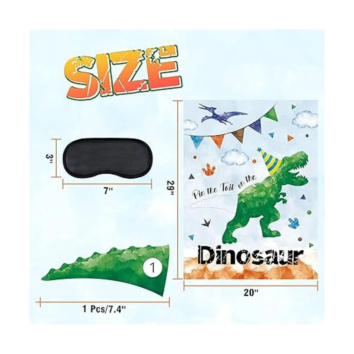 WERNNSAI Pin The Tail on The Dinosaur Party Game Juego de_2