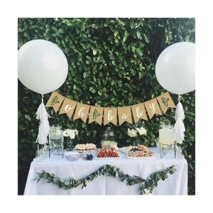 Pancarta para baby shower hojas de eucalipto guirnaldas_5