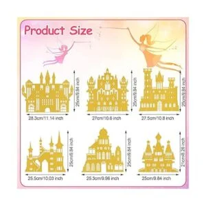 8 piezas de centro de mesa castillo dorado con purpurina_4