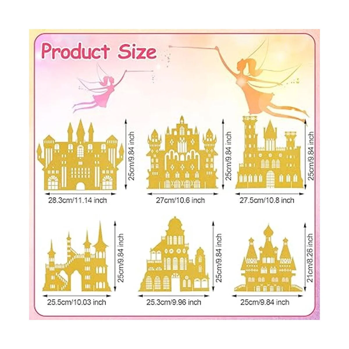 8 piezas de centro de mesa castillo dorado con purpurina_4